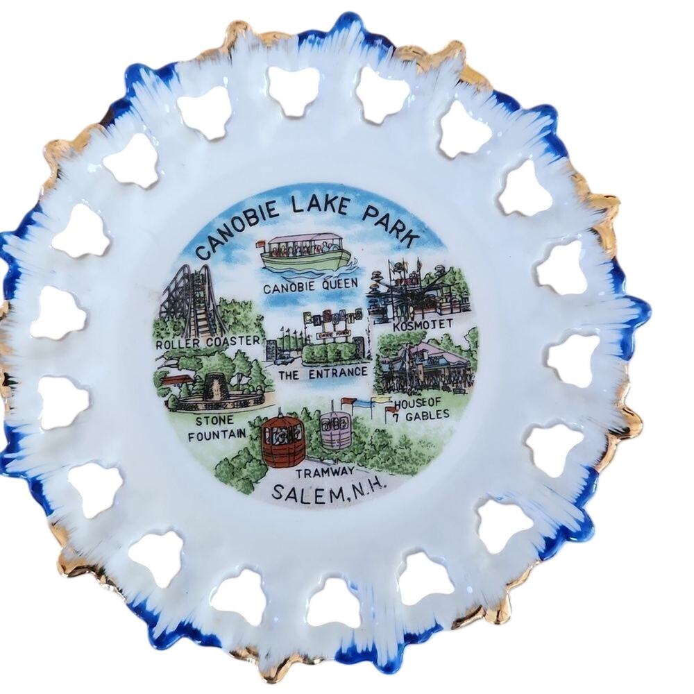 Vintage Canobie Lake Park New Hampshire souvenir lattice edge plate